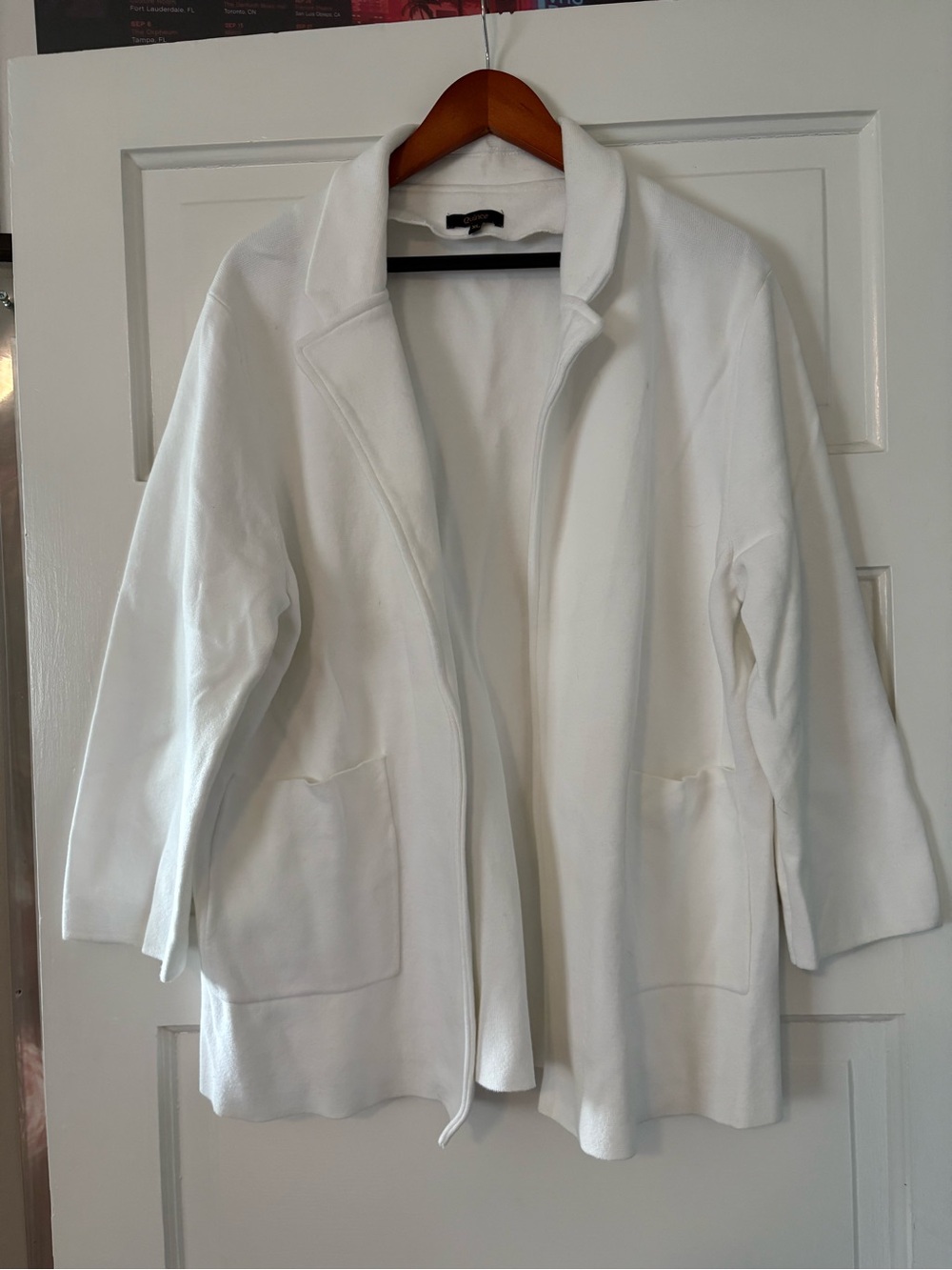 White Open-Front Women's Sweater Blazer